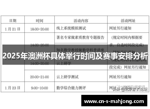 2025年澳洲杯具体举行时间及赛事安排分析