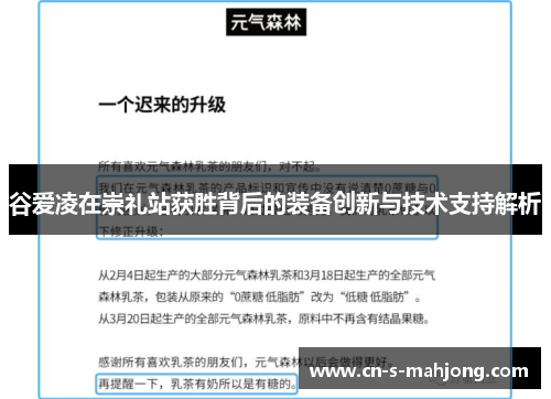 谷爱凌在崇礼站获胜背后的装备创新与技术支持解析